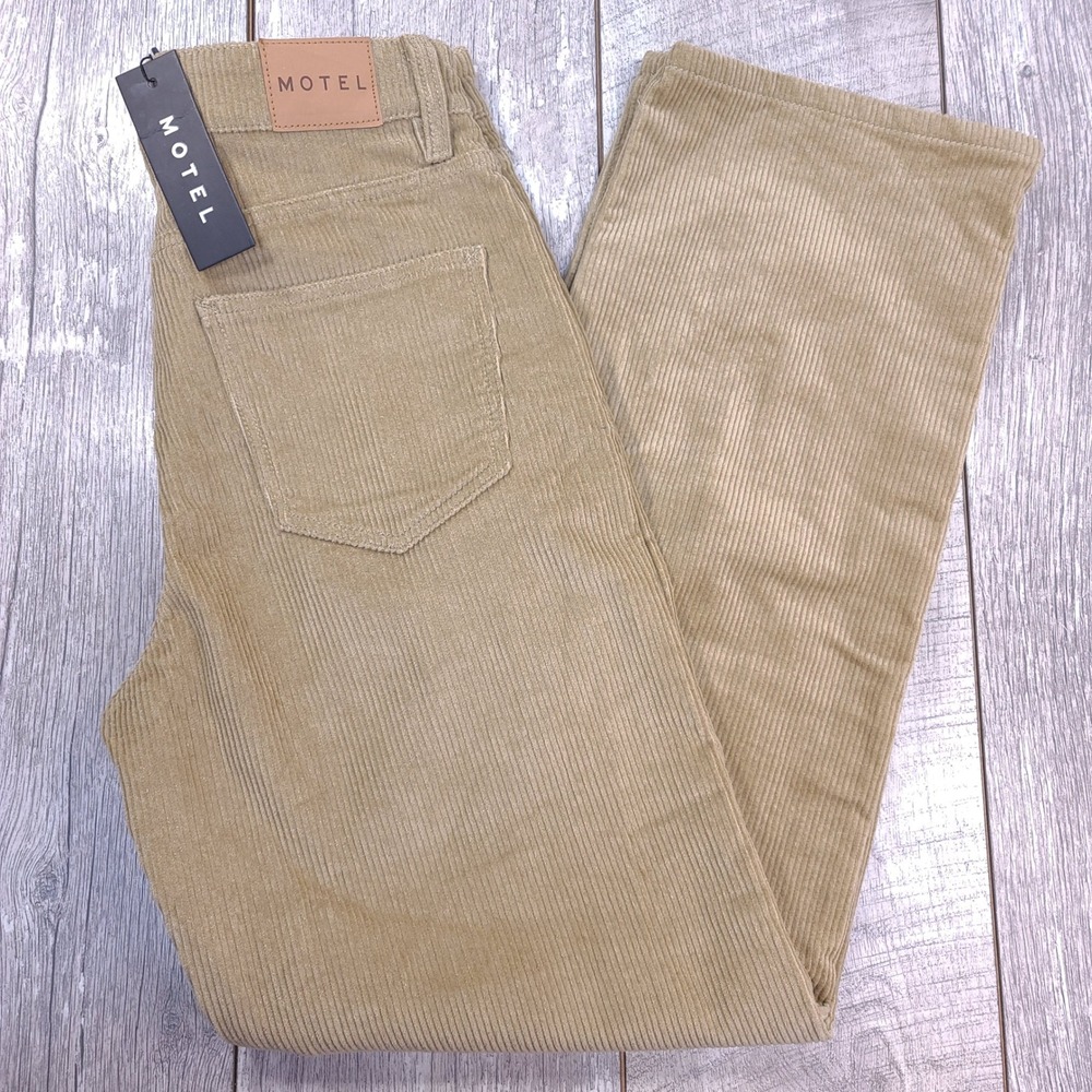 Motel Parallel Trousers Womens M/33L Tan Corduroy Wide Leg High Waist Pants